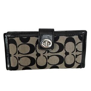 Coach Signature C Park Turn Lock Slim Canvas & Patent Leather Multi-Card Wallet